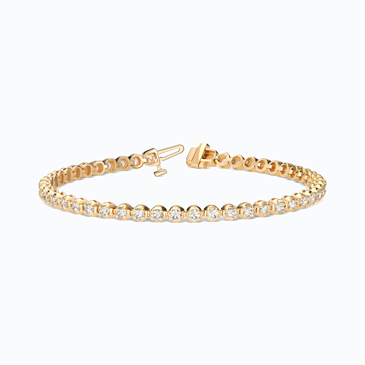 Lab-grown Round Brilliant Diamond Tennis Bracelet, 3 carats, 14k Gold