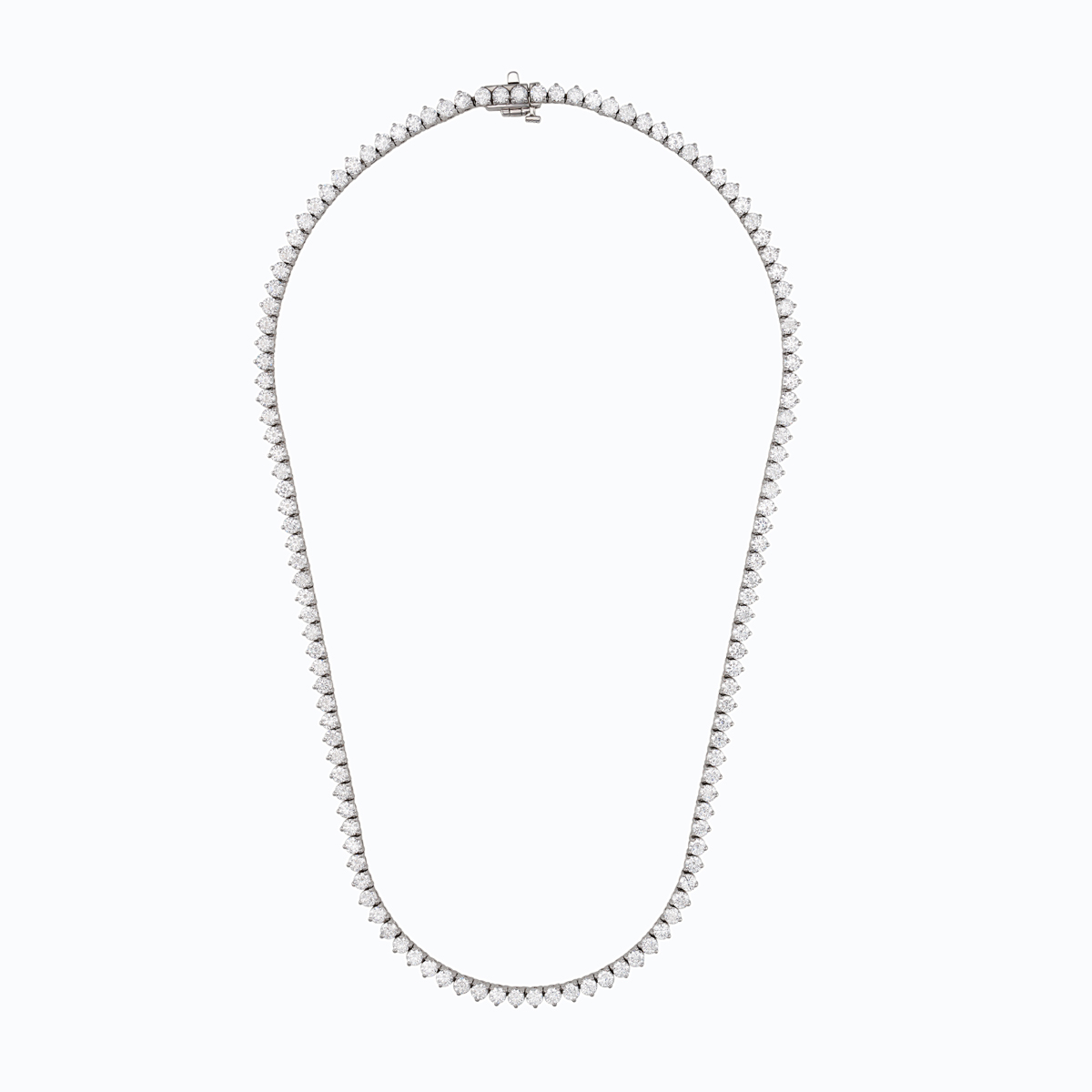 Three-Prong Lab-grown Diamond Riviere Necklace, 13.5 carts, 14k White Gold