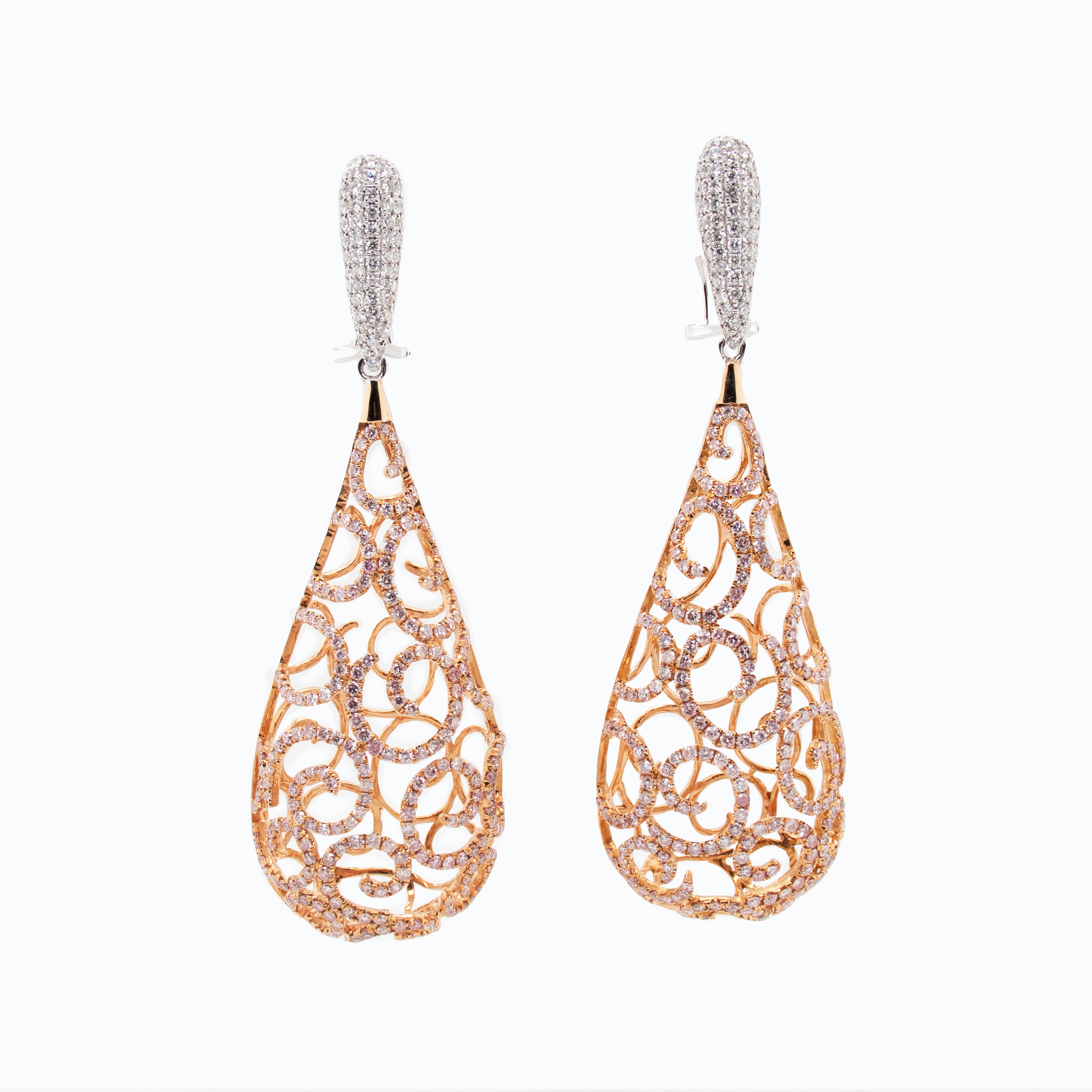 Clair Matisse-inspired Tear Drop Natural Diamond Earrings, 18k Gold