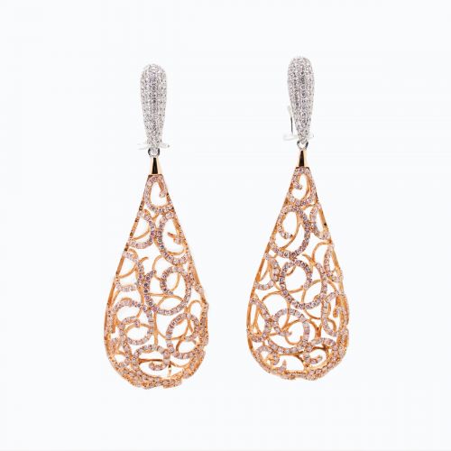 Clair Matisse-inspired Tear Drop Diamond Earrings, 18k Gold