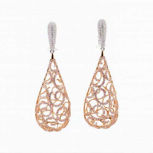 Clair Matisse-inspired Tear Drop Natural Diamond Earrings, 18k Gold