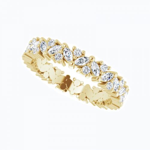 Natural Marquise and Round Diamond Eternity Band, 14k