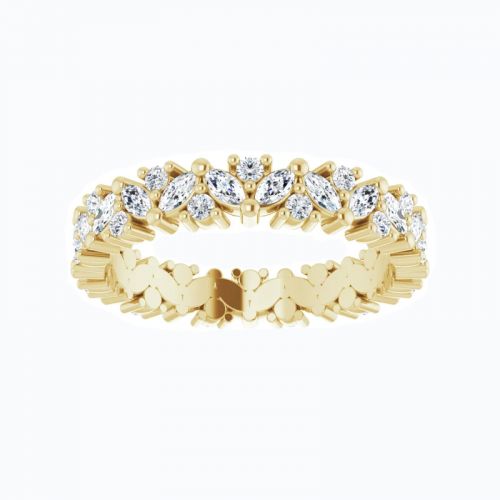 Natural Marquise and Round Diamond Eternity Band, 14k