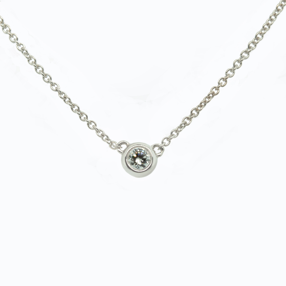 Petite Natural Diamond Necklace, 14k White Gold
