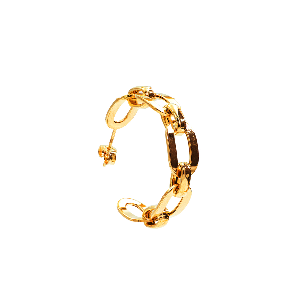 Chain Link C Hoop Earrings in 14k Yellow Gold
