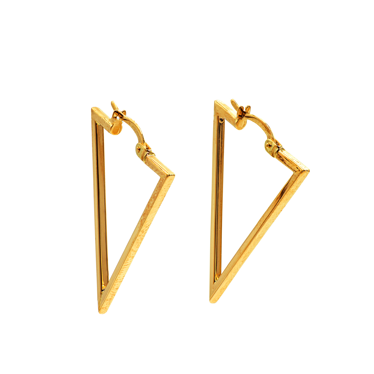 Triangle Hoop Earrings in 14K Yellow Gold