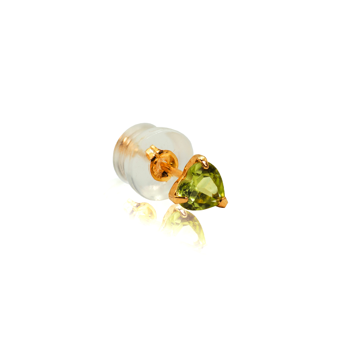 Heart Shaped Stud Earrings in 18k Yellow Gold with Peridot