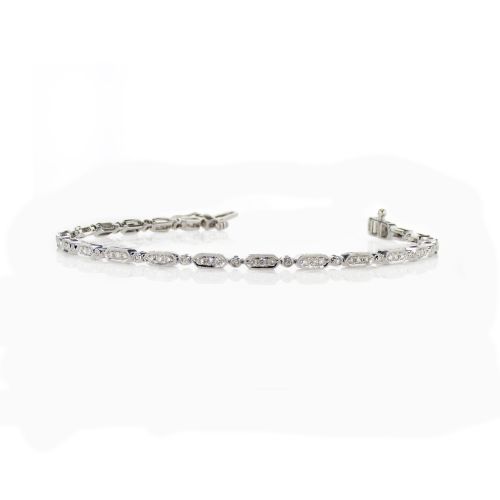 Vintage Inspired Natural Diamond Bracelet, 18k White Gold