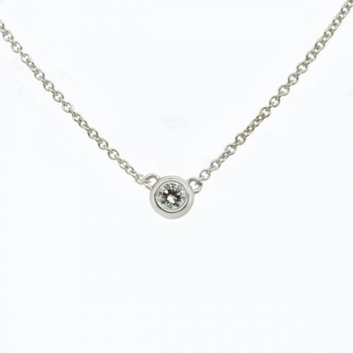Petite Natural Diamond Necklace, 14k White Gold