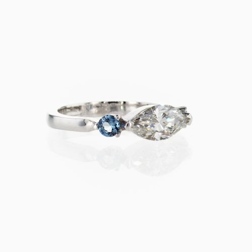 Lab-created Marquise cut  Diamond Three-Stone Engagement Ring