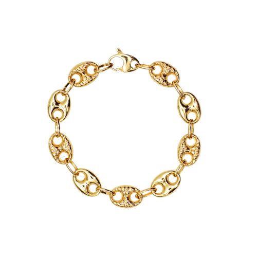 Puffed Anchor Chain Link Bracelet in 14k Yellow Gold
