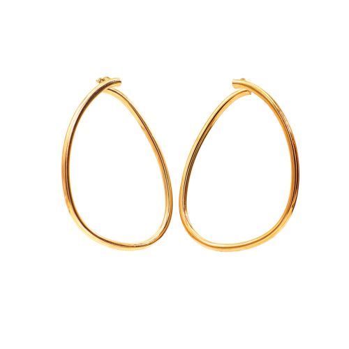 Curved Tube Door Knocker Earrings in 14k Yellow Gold