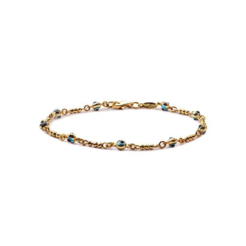 Evil Eye Beaded Bracelet in 14k Yellow