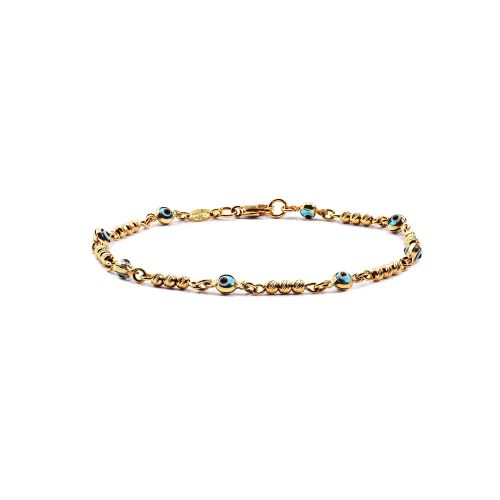 Evil Eye Beaded Bracelet in 14k Yellow