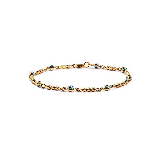 Evil Eye Beaded Bracelet in 14k Yellow