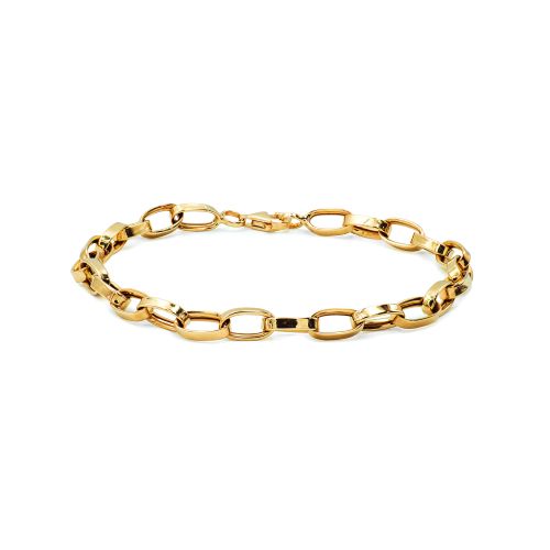 Flat Cable Link Bracelet in 14k Yellow Gold