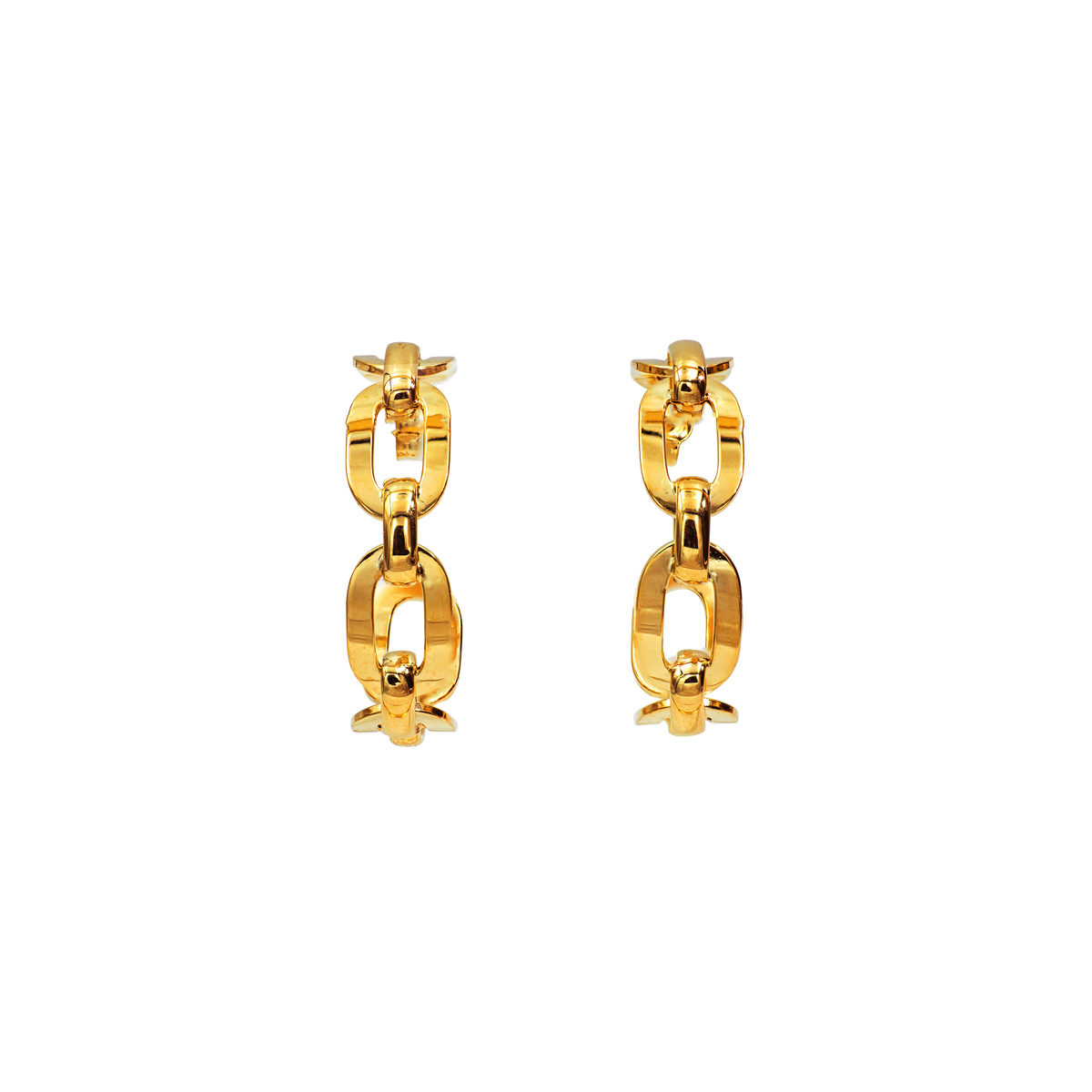 Chain Link C Hoop Earrings in 14k Yellow Gold