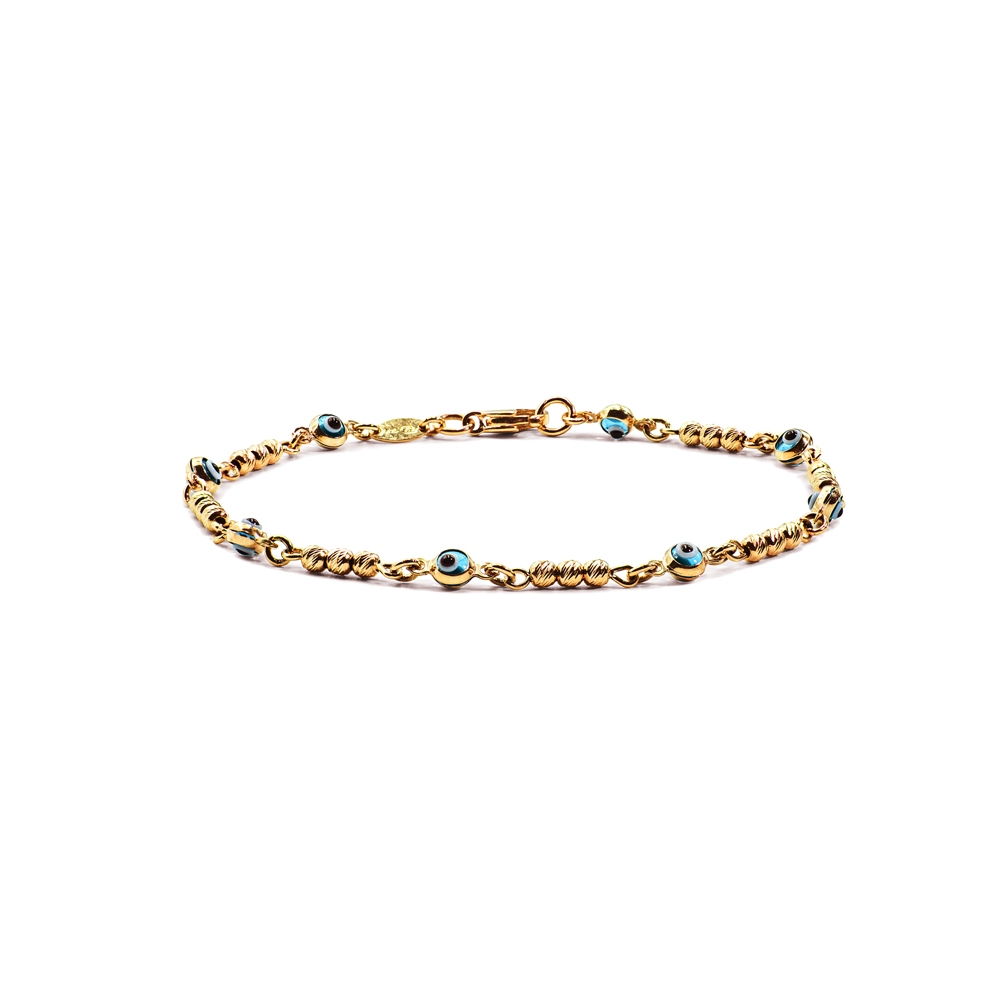 Evil Eye Beaded Bracelet in 14k Yellow