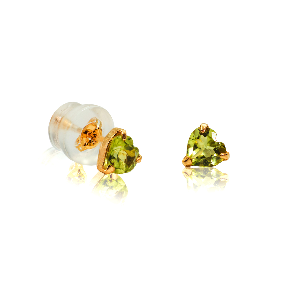 Heart Shaped Yellow Gold Stud Earrings