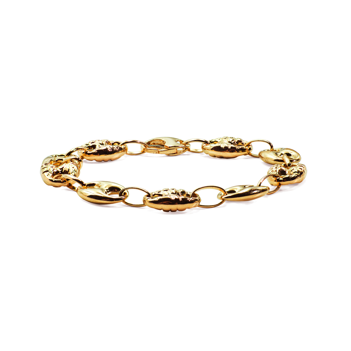 Puffed Anchor Chain Link Bracelet in 14k Yellow Gold