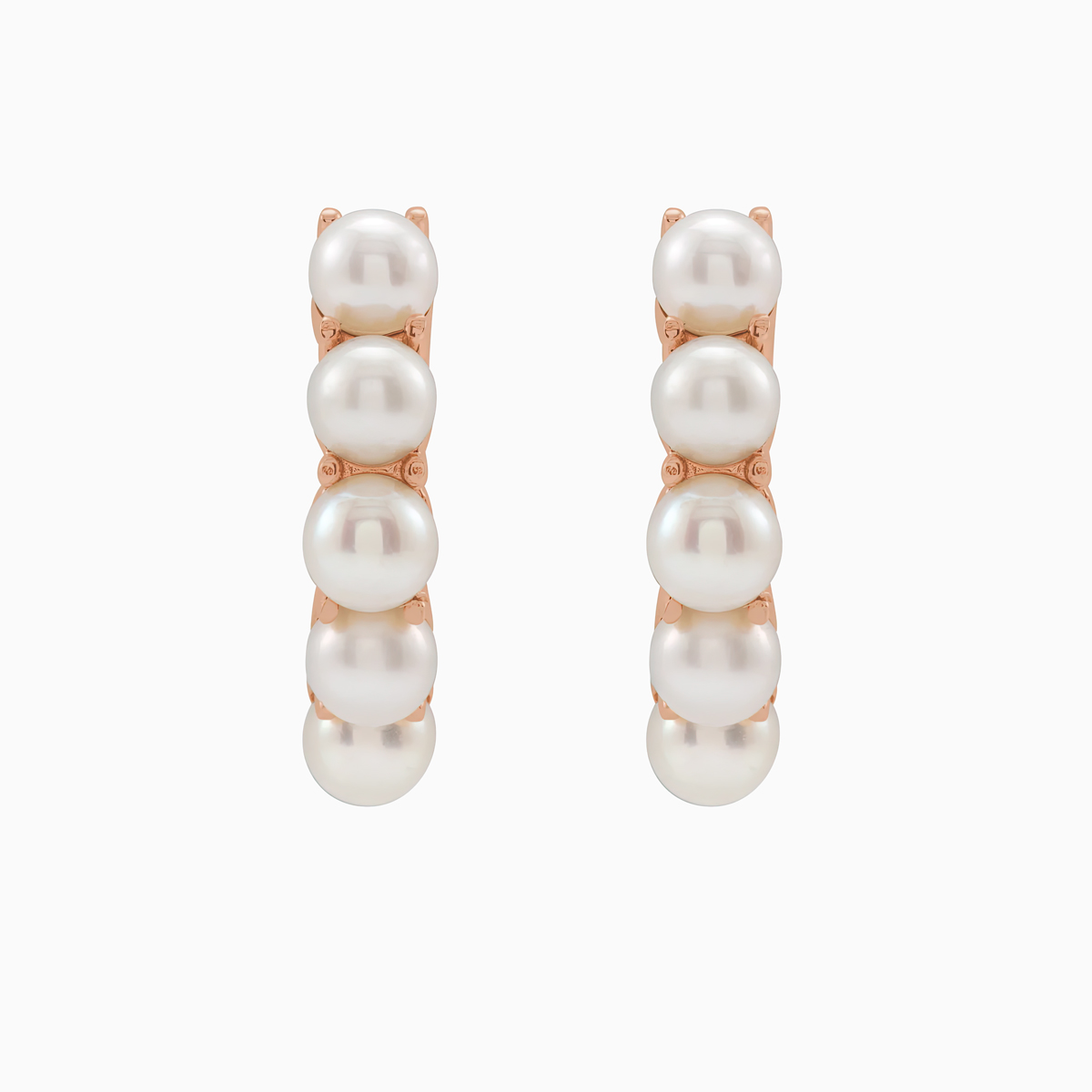 Pearl Huggie Hoop Earrings, 14k Gold
