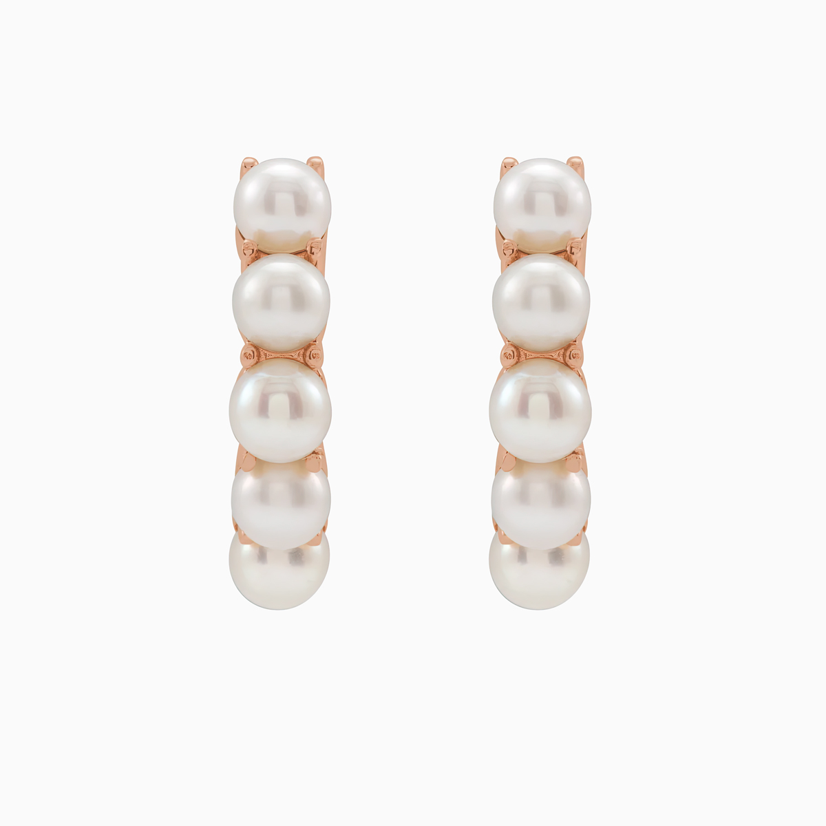 Pearl Huggie Hoop Earrings, 14k Gold