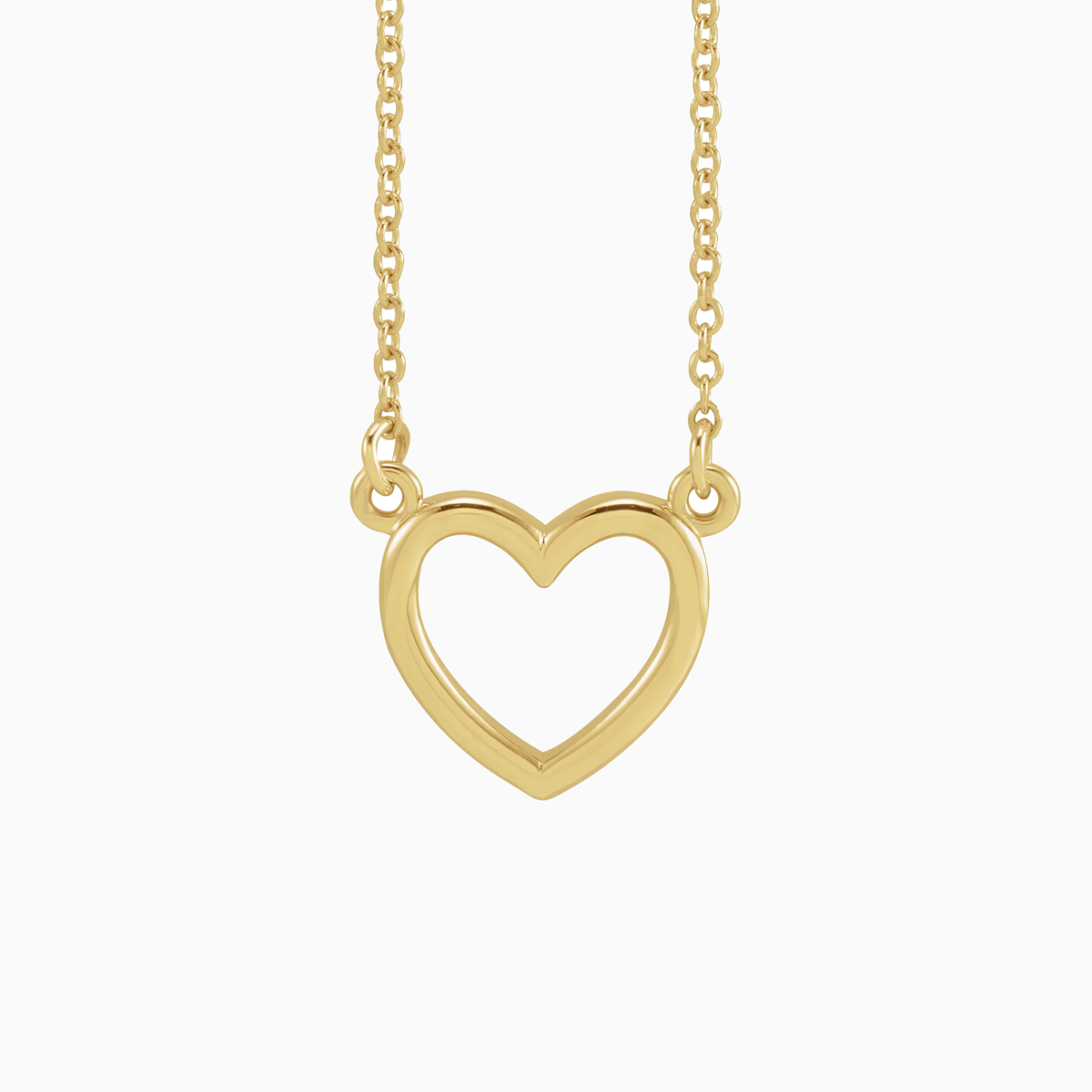 Gold Open Heart Necklace, 14k Gold