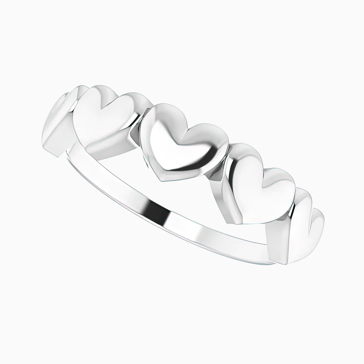 Five Golden Hearts Motif Ring, 14k
