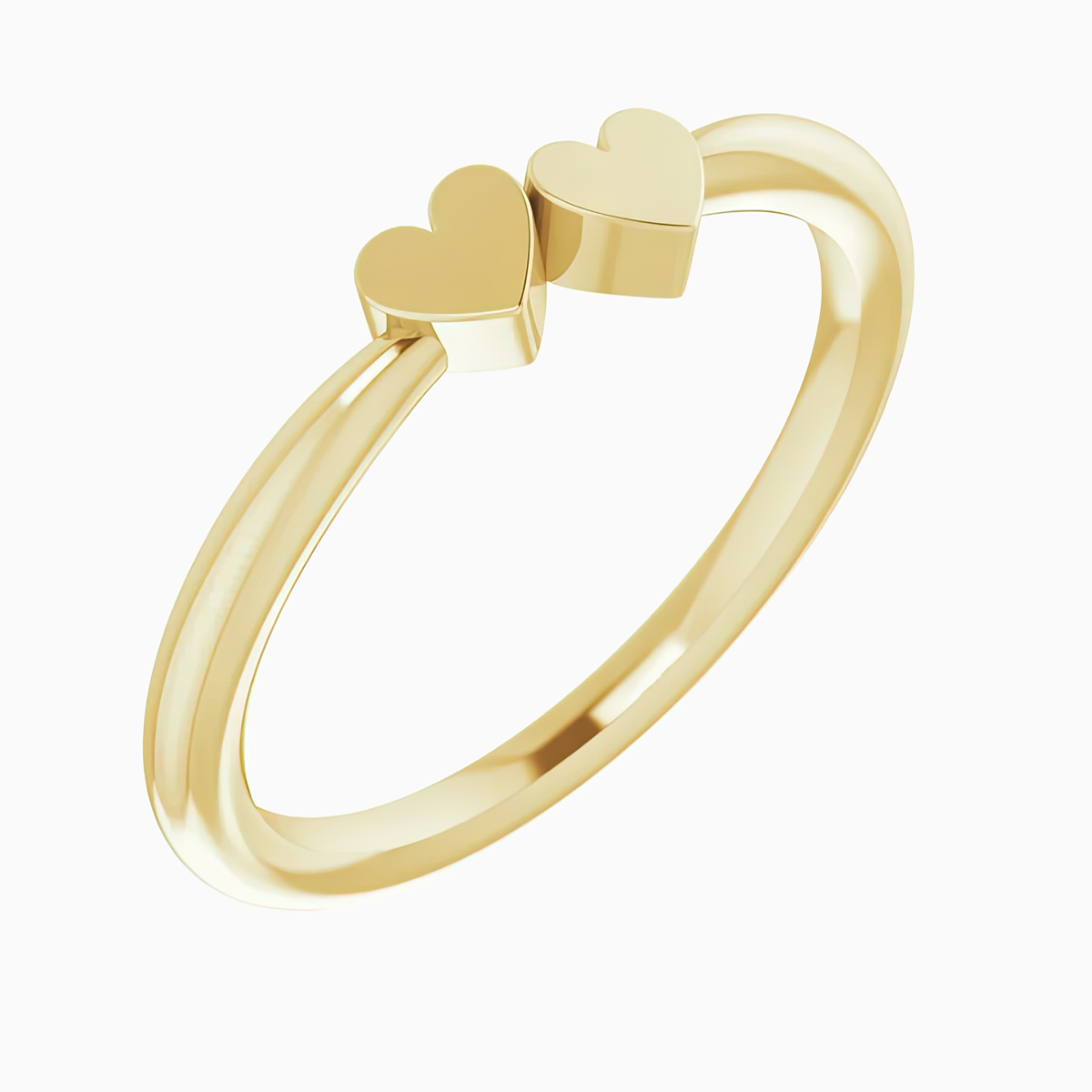 Two Hearts Motif Ring, 14k Gold