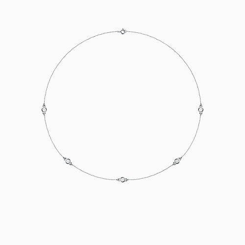 Five Diamond Station Necklace, 14k White Gold