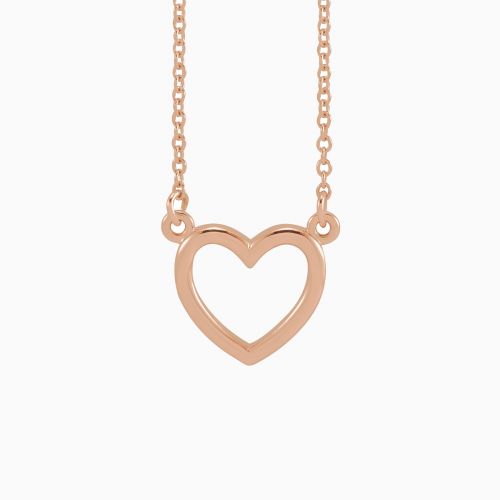 Gold Open Heart Necklace, 14k Gold