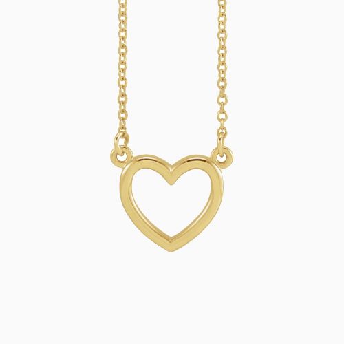 Gold Open Heart Necklace, 14k Gold