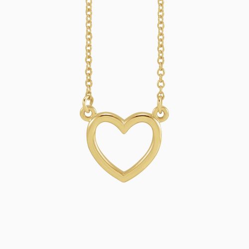 Gold Open Heart Necklace, 14k Gold