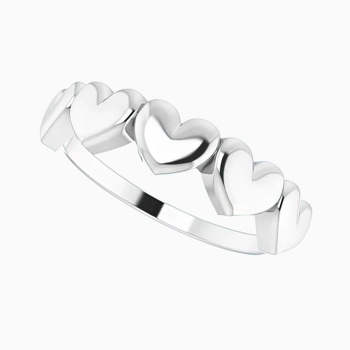Five Golden Hearts Motif Ring, 14k
