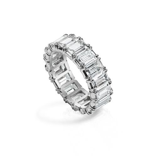 Lab-grown Emerald Cut Diamond Eternity Band, 18k White Gold