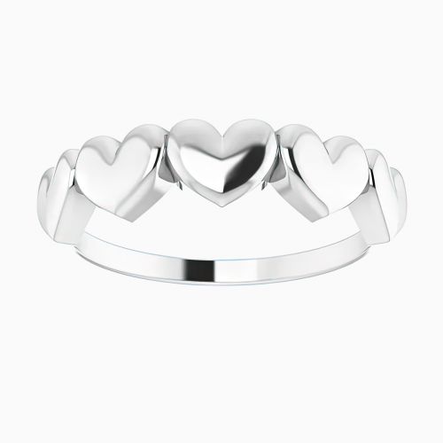 Five Golden Hearts Motif Ring, 14k