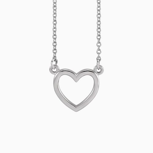 Gold Open Heart Necklace, 14k Gold