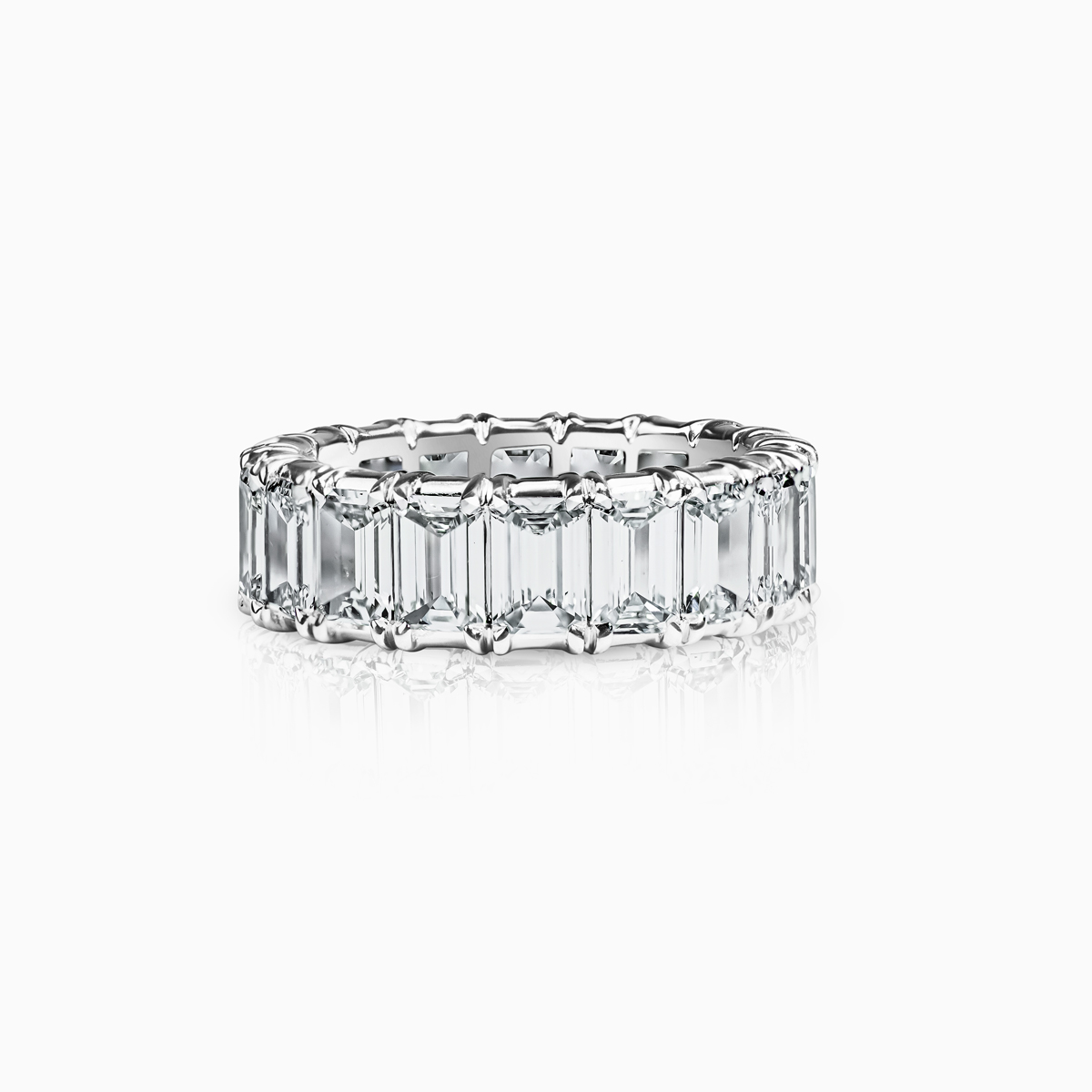 Lab-grown Emerald Cut Diamond Eternity Band, 18k White Gold