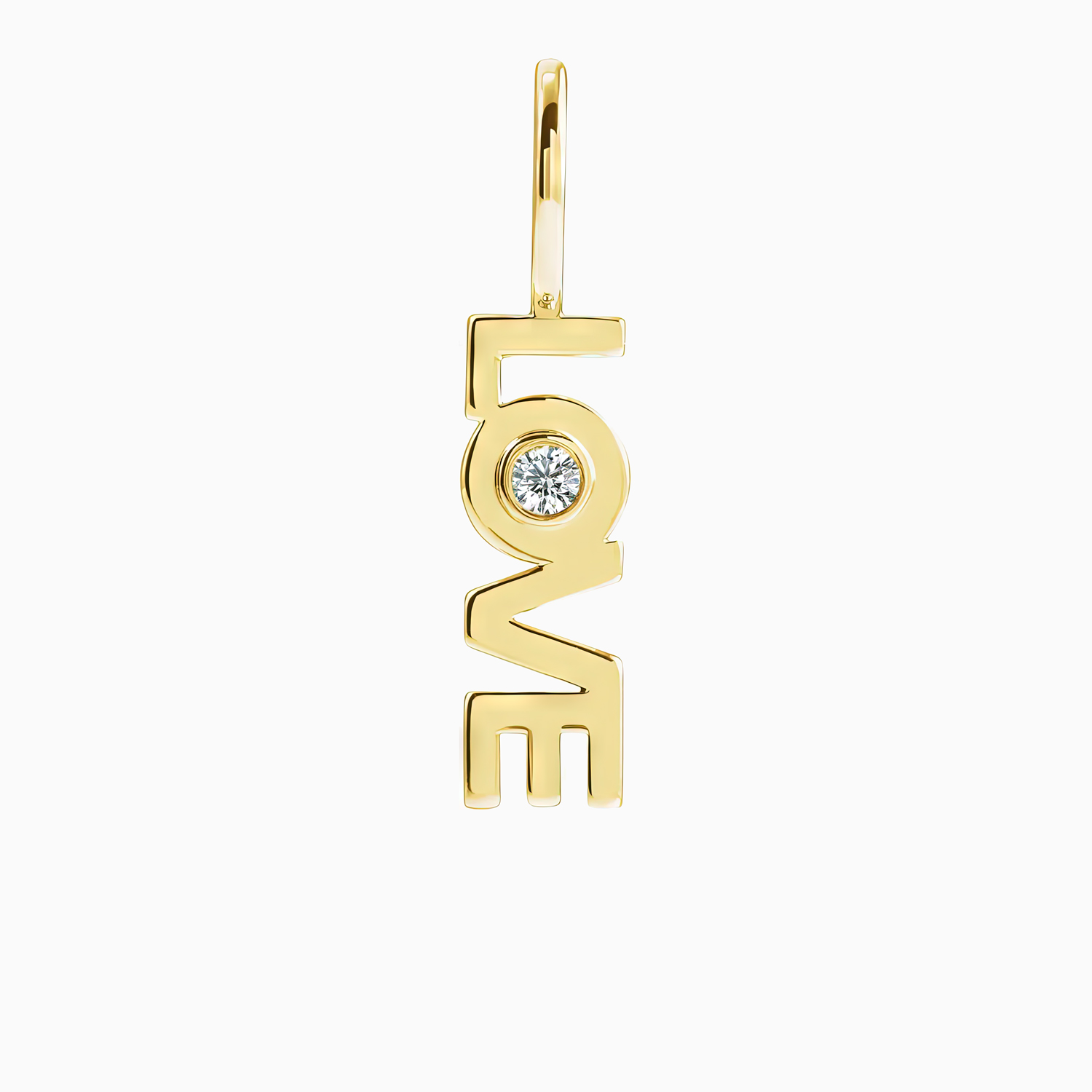 Love Phrase Diamond Pendant with Chain, 14k Yellow Gold