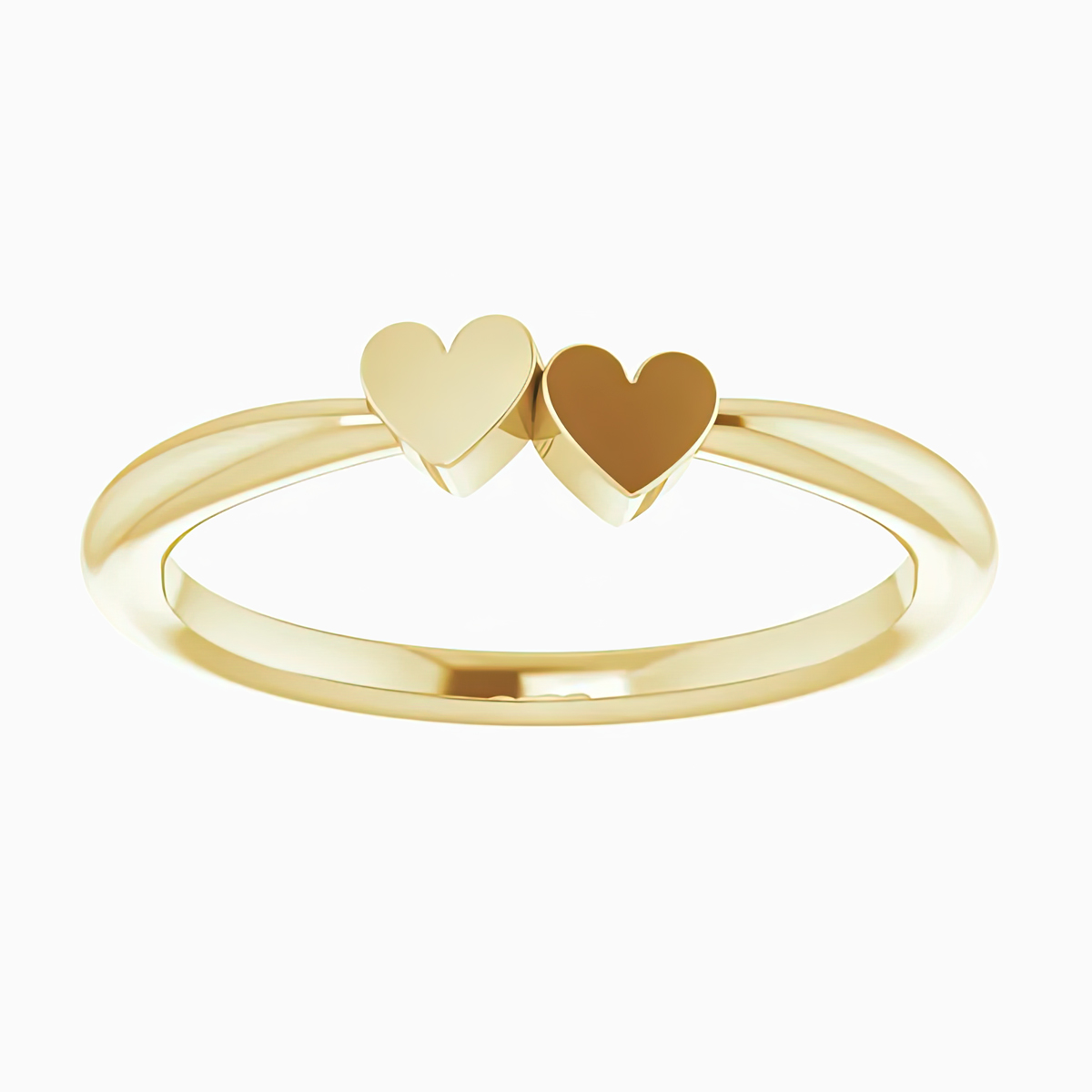 Two Hearts Motif Ring, 14k Gold