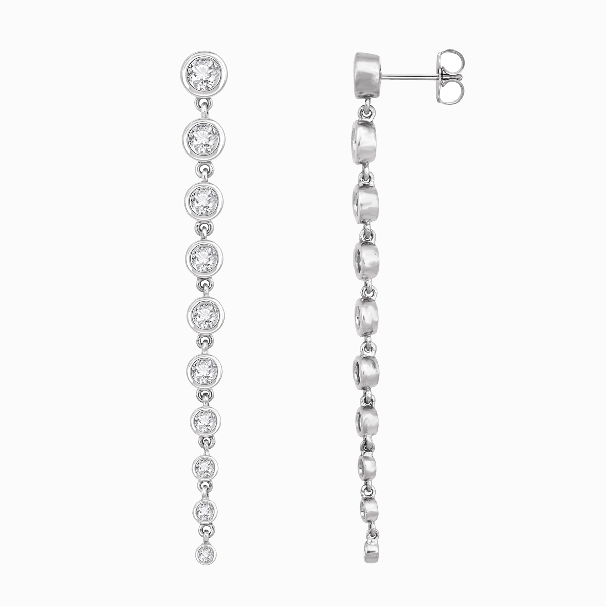 2.00- Carat Graduated Lab-grown Diamond Dangle Earrings, 14k White Gold