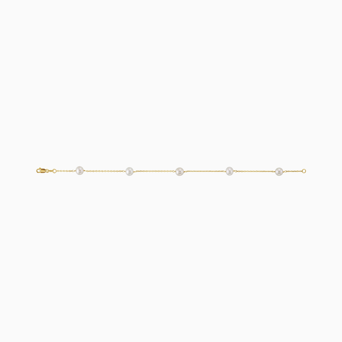 Pearl Five Station Bracelet, 14k Yellow Gold