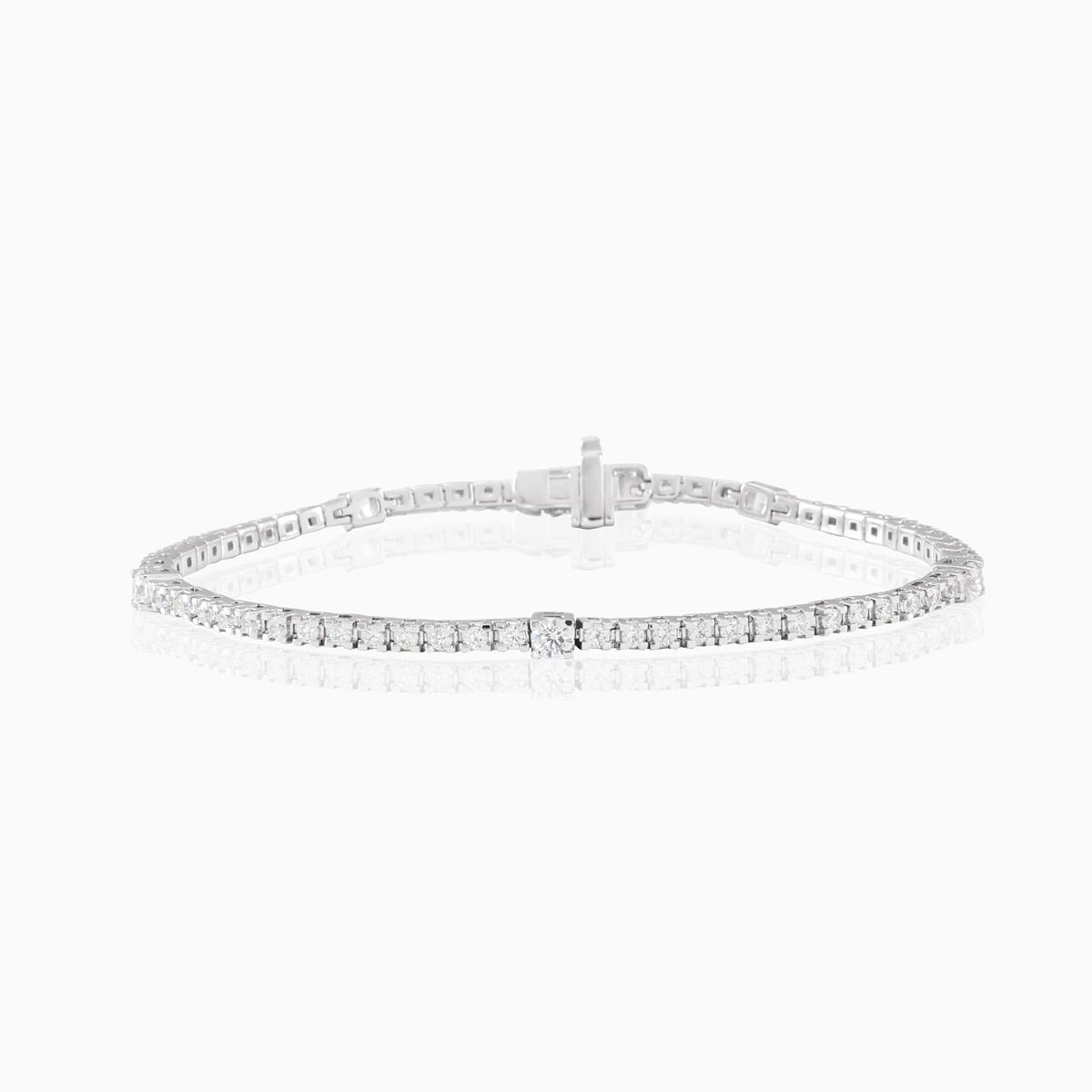 1.75 Carat Lab-grown Diamond Tennis Bracelet, 14k White Gold