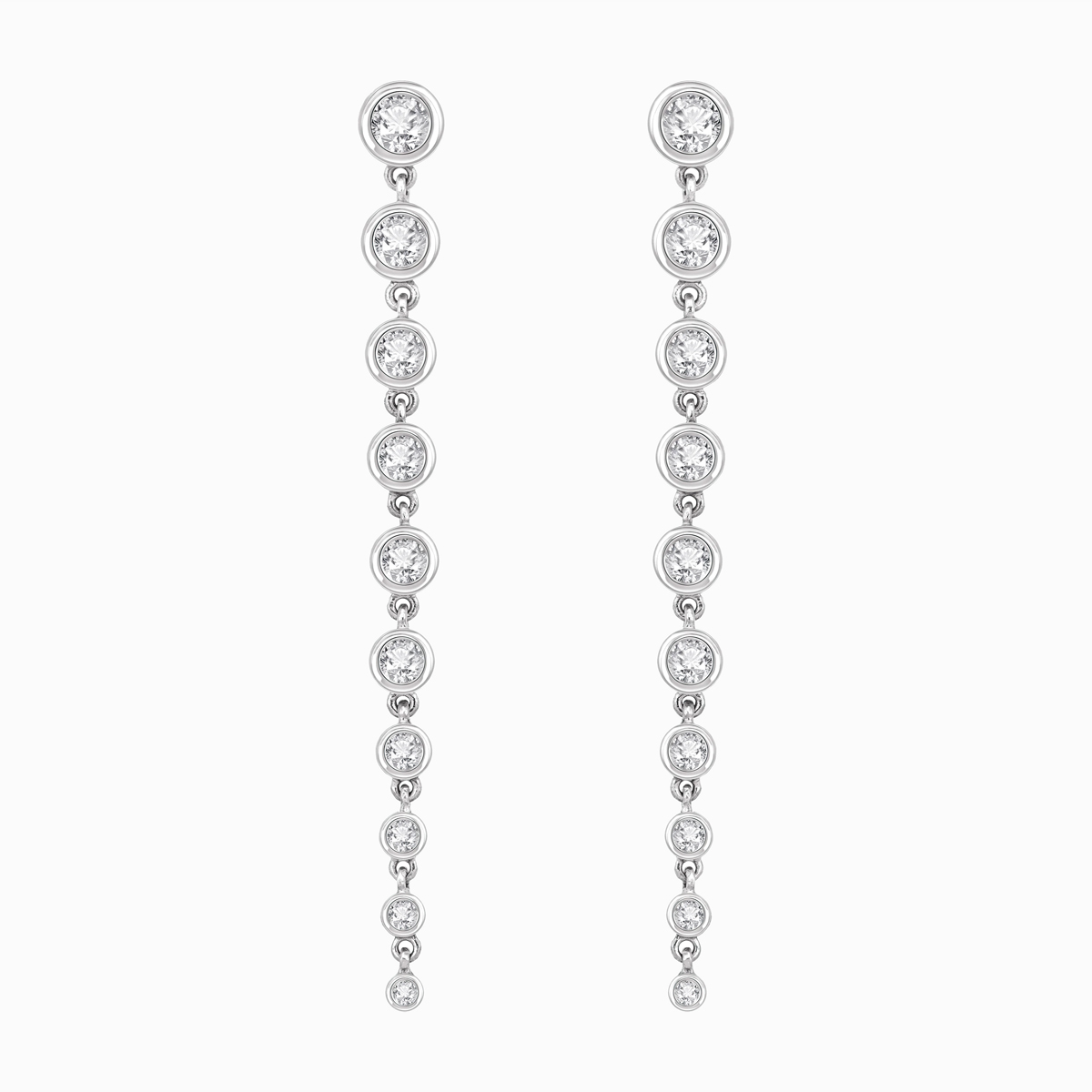 2.00- Carat Graduated Lab-grown Diamond Dangle Earrings, 14k White Gold