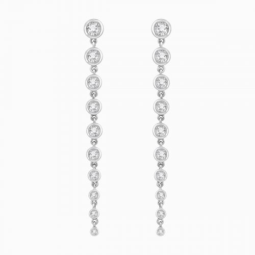 2.00- Carat Graduated Lab-grown Diamond Dangle Earrings, 14k White Gold