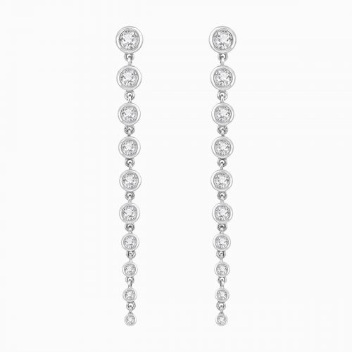2.00- Carat Graduated Lab-grown Diamond Dangle Earrings, 14k White Gold