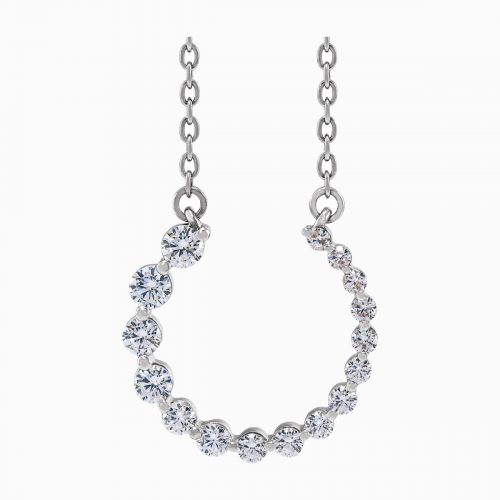 Graduated Lab-grown Diamond Circle Necklace, 14k White Gold