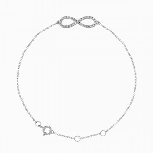 Infinity-Inspired Natural Diamond Link Bracelet, 14k White Gold