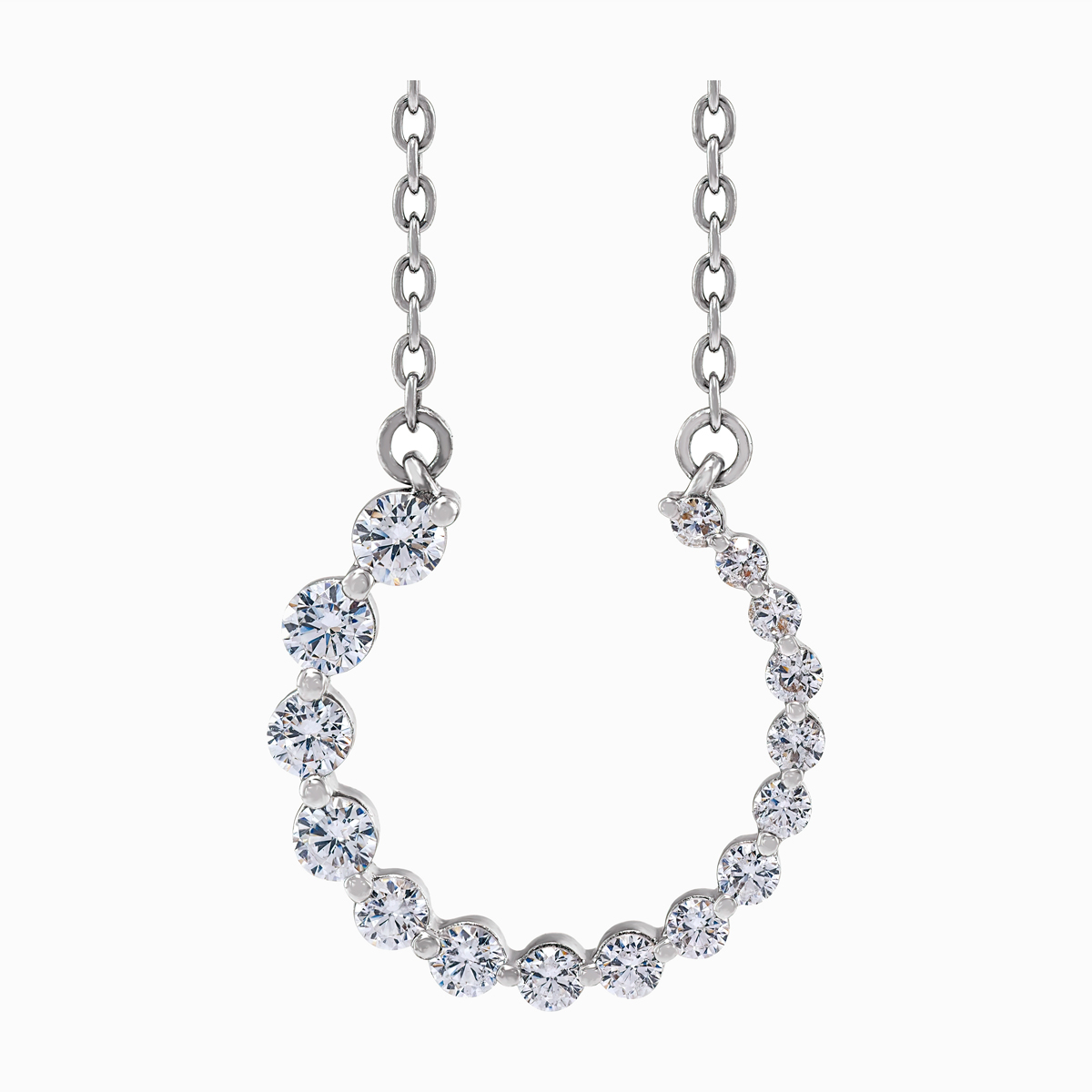Graduated Lab-grown Diamond Circle Necklace, 14k White Gold