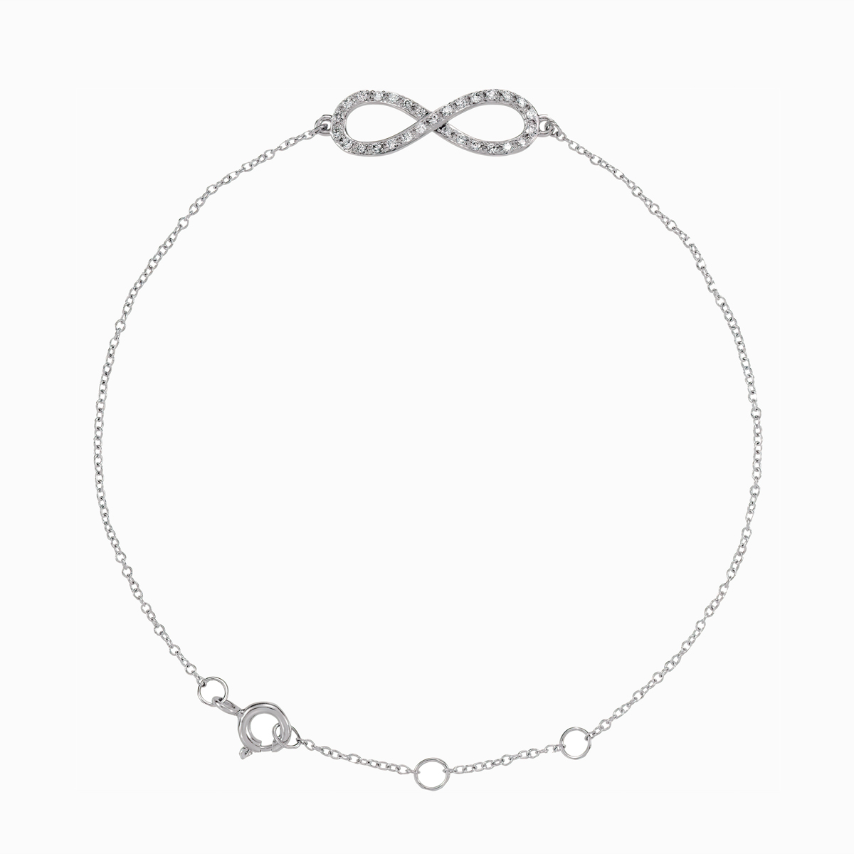 Infinity-Inspired Natural Diamond Link Bracelet, 14k White Gold